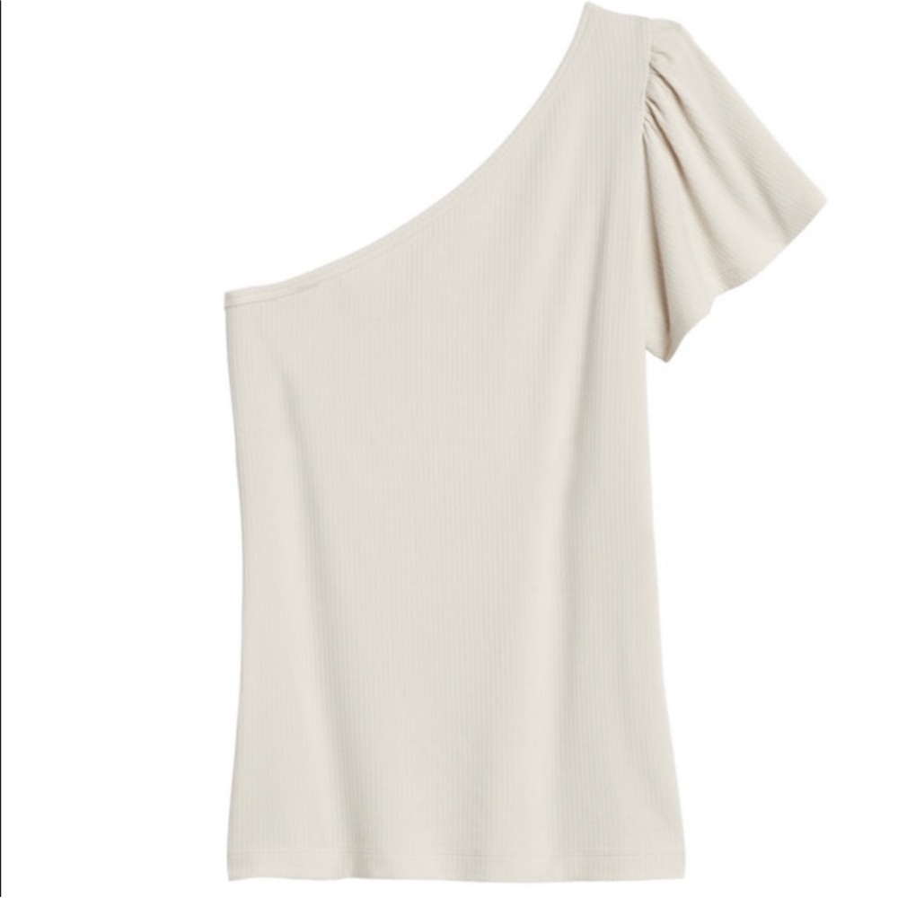 Banana Republic Cream WhiteOne-Shoulder Top